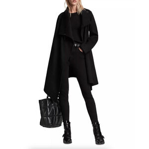 Allsaints City Monument Coat 4 Black Wool Asymmetric Jacket Capsule Academia